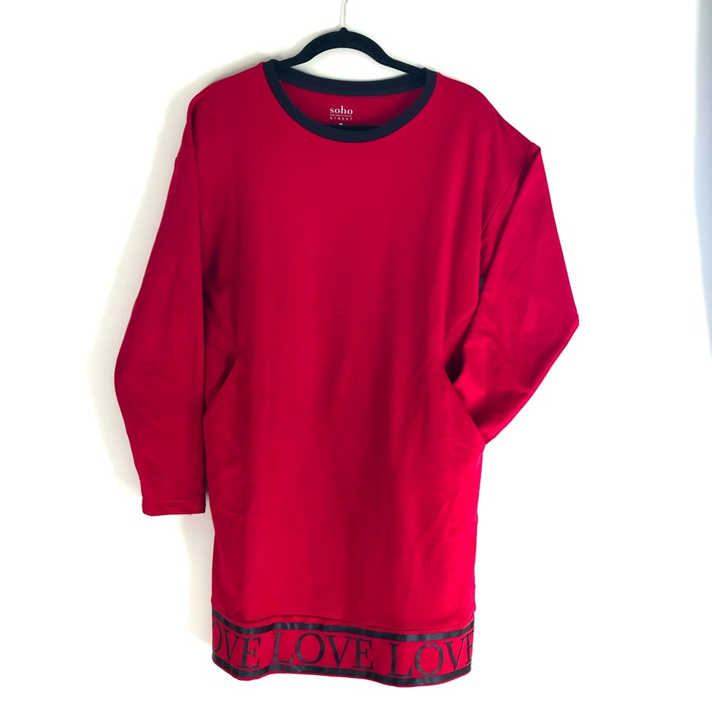 NY&Co  LOVE Sweatshirt Dress Size S in Valentine’s Red